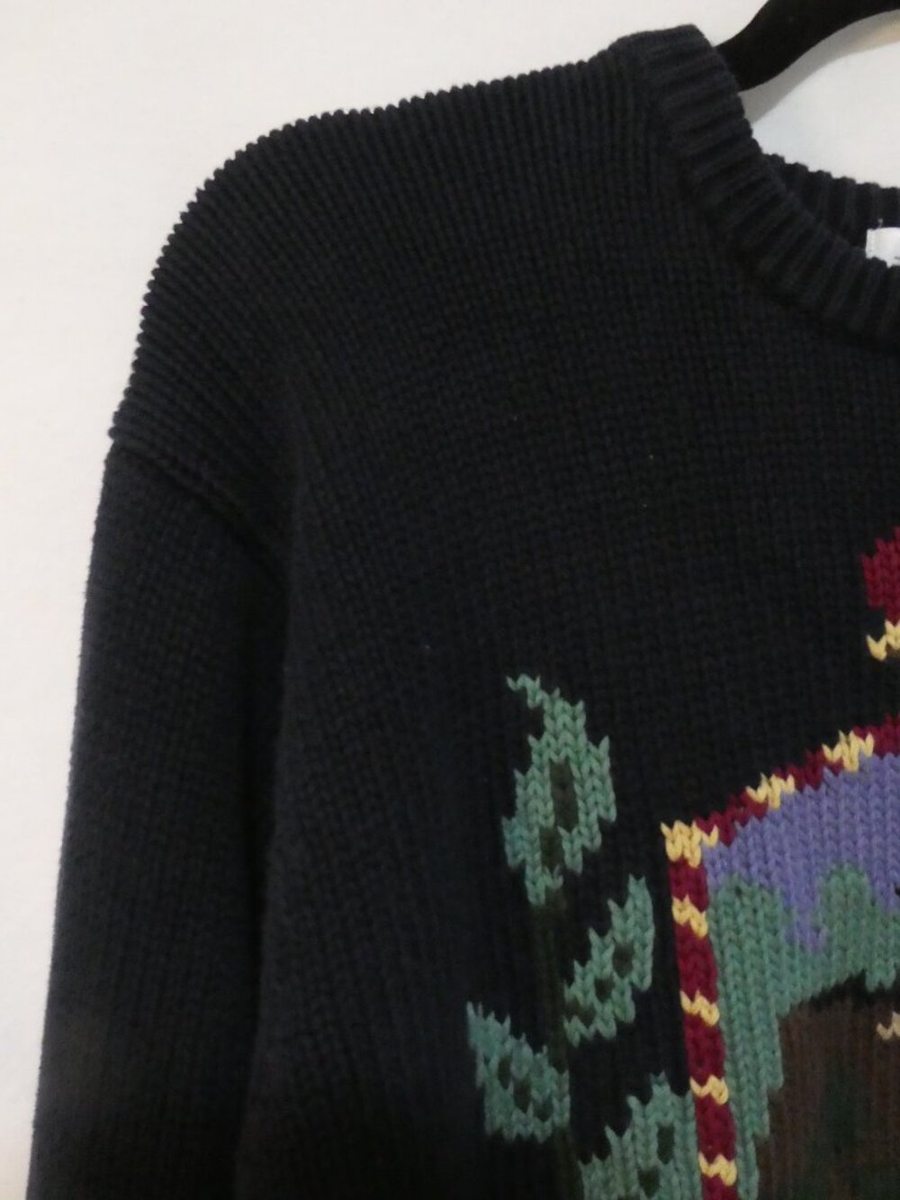 Vintage TABI INTERNATIONAL Equestrian Horse Crest Knit Sweater Navy - Size XL - Picture 5 of 16